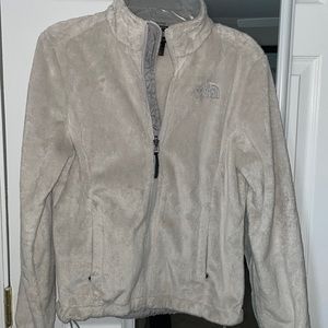 NORTH FACE white furry jacket